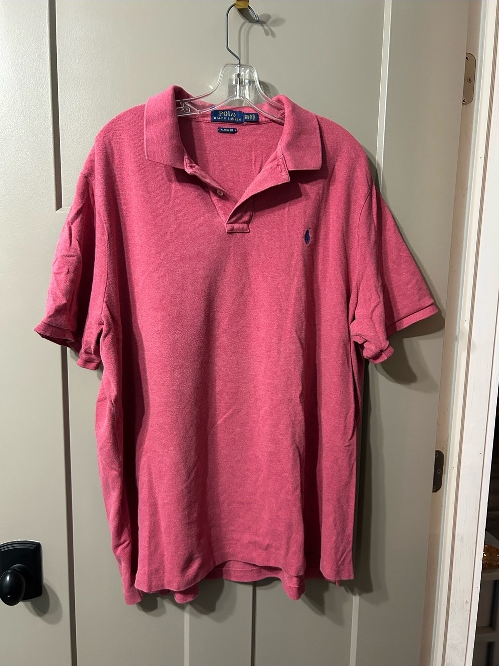 Ralph Lauren Men's Polo Shirt in Coral/red with Navy Pony